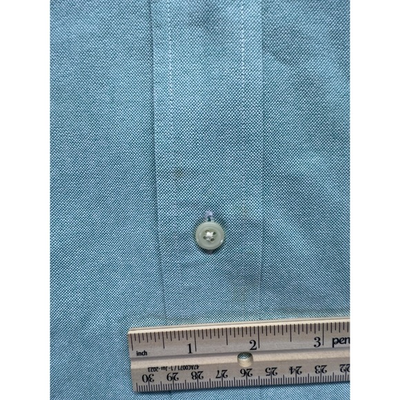 VTG Ralph Lauren Shirt Mens 16.5 32/33 Teal Yarmouth Oxford Flesh Pony Preppy - Picture 7 of 11